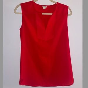 J Crew Red Sleeveless/Tank Top Blouse Keyhole With Button Size 0